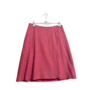 Pink Herringbone tweed wool wrap skirt, Tailored made, Size Large